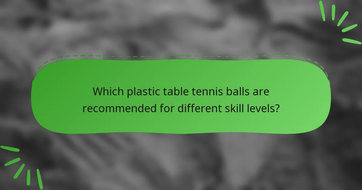Which plastic table tennis balls are recommended for different skill levels?
